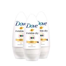 Kit Desodorante Roll On Dove Invisible Dry 50ml - 3 unidades