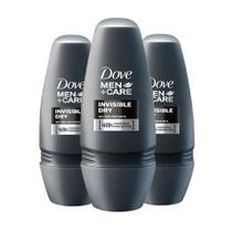 Kit Desodorante Roll On Dove Men Invisible Dry 50ml - 3 unidades