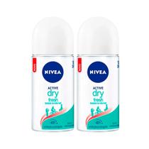 Kit Desodorante Roll On Nivea Dry Fresh Feminino 50ml - 2 Unidades