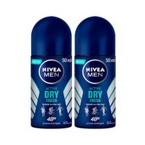 Kit Desodorante Roll On Nivea Dry Fresh Masculino 50ml - 2 Unidades