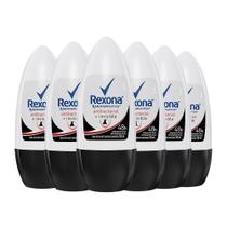 Kit Desodorante Roll On Rexona Feminino Antibacterial Invisible 50ml - 6 Unidades Kit Desodorante Roll On Rexona Feminino Antibacterial Invisible 50ml - 6 Unidades