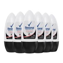 Kit Desodorante Roll On Rexona Feminino Antibacterial Invisible 50ml - 6 Unidades