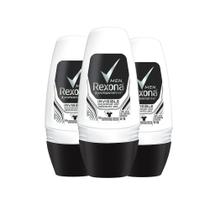 Kit Desodorante Roll On Rexona Invisible Men 50ml - 3 Unidades