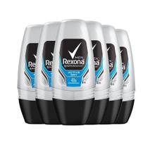 Kit Desodorante Roll On Rexona Men Active Dry 50ml - 6 Unidades