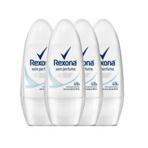 Kit Desodorante Roll On Rexona Sem Perfume 50ml - 4 Unidades
