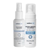 Kit Desodorante Spray para os Pés Óleo e Espuma Cremosa de Limpeza Nobrevie