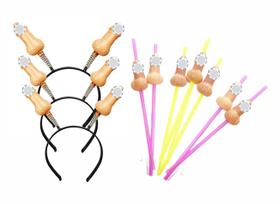 Kit Despedida: 20 Canudos e Tiaras Eróticas Divertidas