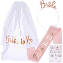 Kit Despedida De Solteira Véu Faixa Arco Tattoo Noiva Festa