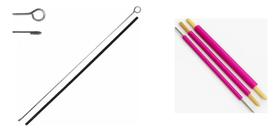 Kit Desvira Fácil: 1 Agulha Vira Rolete Com Cano 1,6mm 42cm + 1 Kit Vira Boneca Rosa 3 Tamanhos
