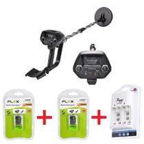 Kit detector de metais ouro portátil com baterias e carregador