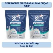 Kit Detergente em Pó Lava Louças Saif 1kg - 2 unds