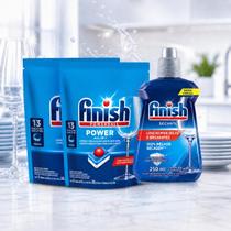 Kit Detergente Finish secante 250ml + 2 Finish Power Ball c/13 tablets Kit Detergente Finish secante 250ml + 2 Finish Power Ball c/13 tablets