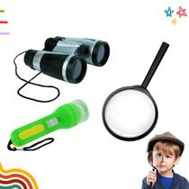 Kit Detetive Infantil Binóculo Lupa Lanterna Adventure - TMC