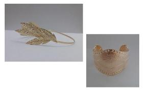 Kit Deusa Grega C/ 1 Tiara De Louro E 1 Bracelete Feminino