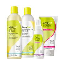 Kit Deva Curl Low Poo Delight Shampoo 355ml, Condicionador 355ml, Spray Antifrizz 120ml, Leave-In 200Ml