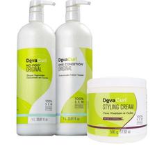 Kit Deva Curl No Poo 1L + One Condition 1L + Styling Cream 500g + BRINDE