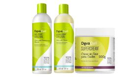 Kit Deva Curl No-Poo Original Sh 355ml+ Low-Poo Original Sh 355ml+ SUPERCREAM Creme Modelador 500g