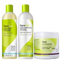 Kit Deva Curl - Shampoo Low-Poo 355ml + Condicionador 355ml + SuperCream 500g