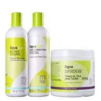 Kit Deva Curl - Shampoo No-Poo 355ml + Condicionador 355ml + SuperCream 500g