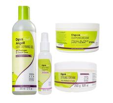 Kit Deva Curl Super Cream 250g + Styling Cream 250g + Spray Set It Free + Angell Finalizador ( 4 produtos)