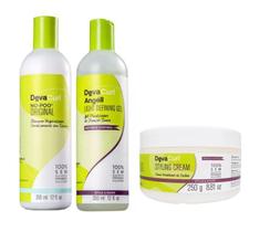 Kit Deva Shampoo No-Poo +Angéll Gel Finalizador Condicionante +Styling Cream Creme para Cachos