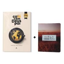 Kit Devocional café com Deus Pai 2024 + caderninho de anotações meditação diária com pauta e mensagem - Editora Vélos
