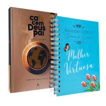 Kit Devocional Café com Deus Pai 2025 + Diário de Oração Amando a Deus Mulher Virtuosa
