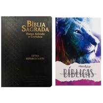 Kit Devocional Completo: Bíblia ARC Letra Hipergigante Preta de Luxo + Caderno "Minhas Anotações Bíblicas"