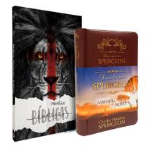 Kit Devocional Dia a Dia com Spurgeon Luxo + Caderno Minhas Anotações Bíblicas Leão