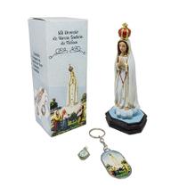 Kit Devocional Nossa Senhora de Fátima com Imagem, Medalha, Chaveiro e Oração