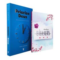 Kit Devocional Priorize Deus + Caderno Minhas Anotações Bíblicas Aquarela