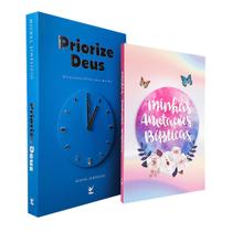 Kit Devocional Priorize Deus + Caderno Minhas Anotações Bíblicas Borboleta
