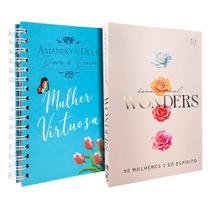Kit Devocional Wonders 50 Mulheres 1 só Espírito + Diário de Oração Amando a Deus Mulher Virtuosa