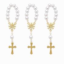 Kit Dezena Divino Espírito Santo Dourado Pérola Abs Branca 8mm (3 unidades) Kit Dezena Divino Espírito Santo Dourado Pérola Abs Branca 8mm (3 unidades)
