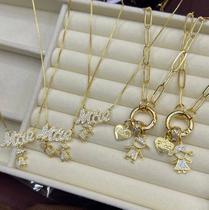 Kit Dia Das Mães 6 Colares Banho Dourado Filhos Variados Top