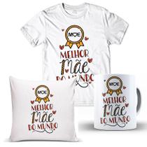 Kit Dia Das Mães Camiseta Almofada e Caneca Personalizada Com Frase