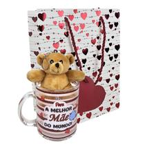 Kit Dia Das Mães Caneca Urso Sacola Brilhante Lembrancinha Cor:MelhorMãe