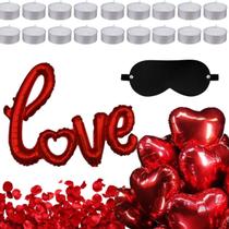 KIT Dia dos Namorados 7 balões 300 pétalas 10 velas e Venda