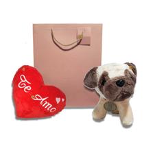 Kit Dia dos Namorados Cachorro de Pelúcia + Coração + Sacola - Mkt Multi