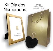 Kit Dia dos Namorados Porta Retrato Luxo Chaveiro e Sacola