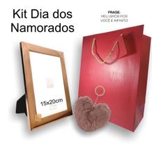 Kit Dia dos Namorados Porta Retrato Luxo Chaveiro e Sacola