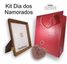 Kit Dia dos Namorados Porta Retrato Mdf Chaveiro e Sacola - MultiA