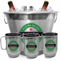 Kit Dia dos Pais - Balde de Gelo + Canecas de Alumínio + Abridor Kit Dia dos Pais - Balde de Gelo + Canecas de Alumínio + Abridor