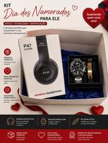 Kit Dia Namorados para Ele Conjunto Relógio e Fone Wireless P47 5.0 EDR Kit Dia Namorados para Ele Conjunto Relógio e Fone Wireless P47 5.0 EDR