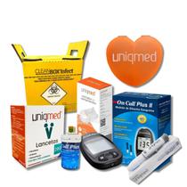 Kit Diabetes com Cortador e Porta-comprimidos / Medidor / Caneta / Lanceta / Tiras / Coletor