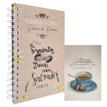 Kit Diário de Oração Amando a Deus Lettering + Livreto Preciosas Promessas Café