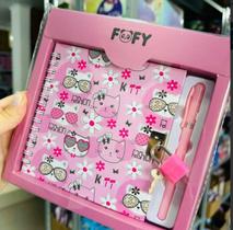 Kit Diário Friend Rosa com Caneta 0.5mm e Cadeado com Chave Kit Diário Friend Rosa com Caneta 0.5mm e Cadeado com Chave