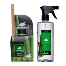 Kit Difusor Ambientes Odorizador Spray Tecidos AntiBac Bambu Amazônia Aromas