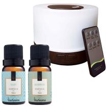 Kit Difusor Aromático Com Temporizador 7 cores e Controle Remoto + 2 Essências aromas Baby e Bamboo