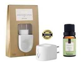Kit Difusor Aromatizador Eletrico de Porcela Via Aroma Com Essencia 10ml Original